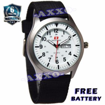 Swiss Army Casual - Jam Tangan Pria - Kanvas Hitam - Dial putih - SA 1023 M  