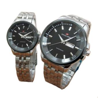 Swiss Army Couple Watch - Stainlesstell Strap - SA824 Siver Black  
