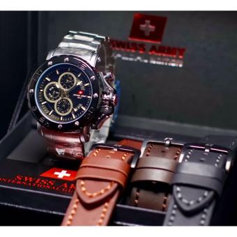 Swiss Army Dhc Jam Tangan Pria Original Chrono Aktif - Silver Black  