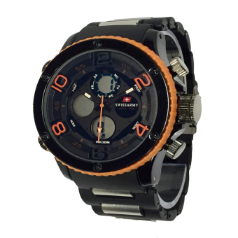 Swiss Army Dual Time - Jam Tangan Pria - Rubber Strap - SA 1899 NY Orange  