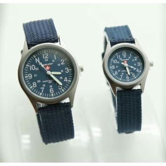 Swiss Army - Jam Tangan Couple Pria Wanita - Hitam - Strap Canvas - SA 0001  