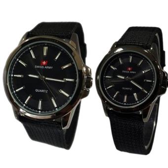 Swiss Army - Jam Tangan Couple Pria Wanita - Hitam - Strap Canvas - SA 4554 O  