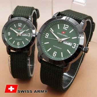 Swiss Army - Jam Tangan Couple - Strap Kanvas HIJAU- Dial HIJAU - sa099w1  