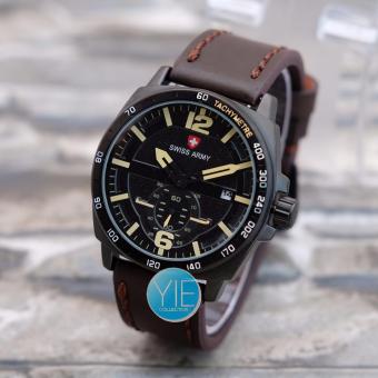 Swiss Army Jam Tangan Pria Kulit Chrono Detik - Coklat  