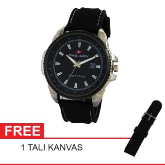 Swiss Army Jam Tangan Sport - Resin - Hitam - SA 12088 FB FREE KANVAS  