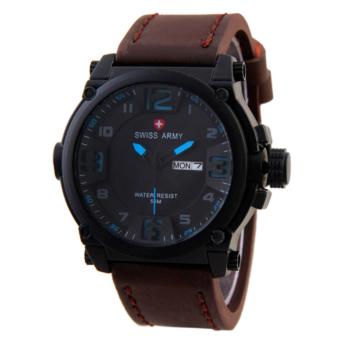 Swiss Army Mens Elegant - Cokelat - Stainless/Kulit - SA 7169 BL DABRWBLUE(Black)  