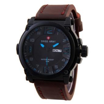 Swiss Army Mens Elegant - Hitam - Stainless/Kulit - SA 1048 BLB GRY  