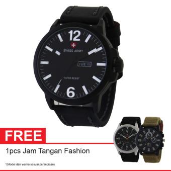 Swiss Army Quartz Watch SA 5195G FB WH Free Jam Tangan Casual - Jam Tangan Pria  