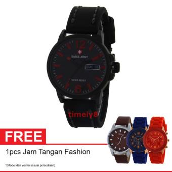 Swiss Army Quartz Watch SA 5195L FB RD Free Jam Tangan Fashion - Jam Tangan Wanita - Hitam  