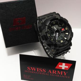 Swiss Army SA-59307 - Jam Tangan Sport Pria Dual Time- Digital Analog - Corak Loreng  