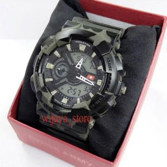 SWISS ARMY-SA 774LBK JAM TANGAN SPORT PRIA DUAL TIME- DIGITAL ANALOG - CORAK LORENG  