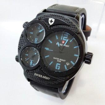 Swiss Army Sa 8023 Biru Jam Tangan Pria - Leather Strap - Hitam  