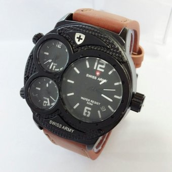 Swiss Army Sa 8023 PutihJam Tangan Pria - Leather Strap - Coklat Muda  