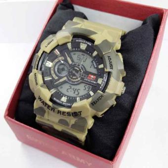 SWISS ARMY SA 8709 - JAM TANGAN SPORT PRIA DUAL TIME- DIGITAL ANALOG - CORAK LORENG  