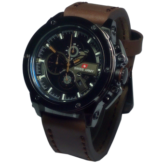 Swiss Army SA4428Ct Jam Tangan Pria Leather Strap - Cokelat Tua