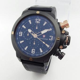 Swiss Army SA6684 - Jam Tangan Kasual Pria - Chronograph - Leather Strap [Black]  