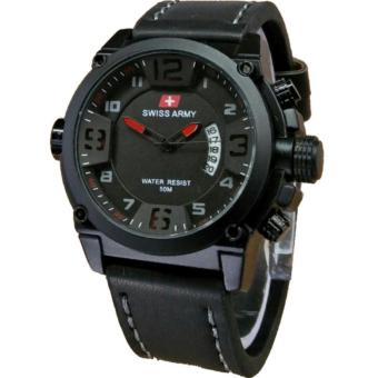 Swiss Army Tanggal SA 7169 MLG Jam Tangan Pria Strap Leather Hitam  