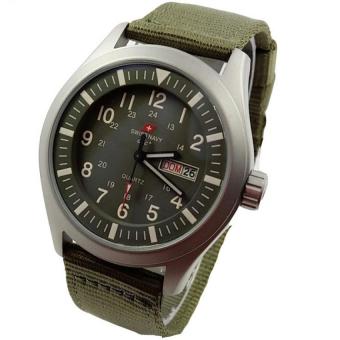 Swiss Navy - Jam Tangan Casual Pria - Canvas Strap - SNM H801 Silver Green  