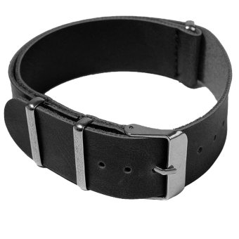 Thin Soft PU Leather Adjustable Replacement Watchband Watch Band Strap Belt with 3 Rings for 20mm Watch Lug Black  