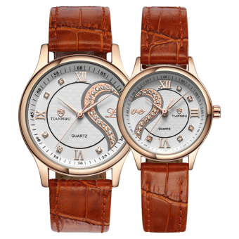 TIANNBU Ultrathin Leather Romantic Fashion Wrist Watches For Couple (Gold) - Intl  