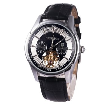 Time100 Multifunctional Skeleton Automatical Mechanical Genuine Leather Strap Men's Watch W60025G.01A  