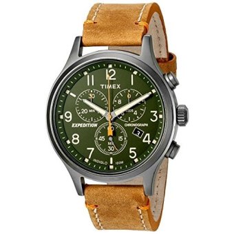 Timex Mens Expedition Scout Chrono Quartz Brass and Leather Casual Watch, Color:Brown - intl  