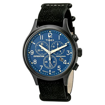 Timex Men's 'Expedition Scout Chrono' Quartz Brass and Leather Casual Watch, Color:Black (Model: TW4B042009J) - Intl  
