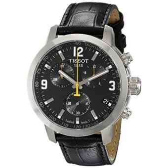 Tissot Mens TIST0554171605700 PRC 200 Chronograph Stainless Steel Watch with Black Leather Band - intl  