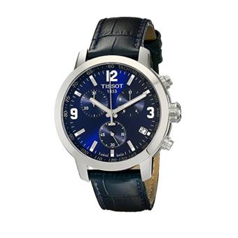 Tissot Watch PRC 200 Chronograph Blue Stainless-Steel Case Leather Strap Mens SWISS NWT + Warranty T0554171604700  
