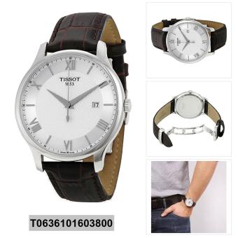Tissot Watch T Classic Tradition Brown Stainless-Steel Case Leather Strap Mens SWISS NWT + Warranty T0636101603800  
