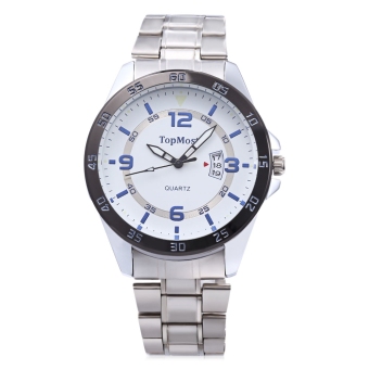 TOPMOST 1930 Men Quartz Watch Date Display Dual Scales Water Resistance Luminous Wristwatch (Blue)  