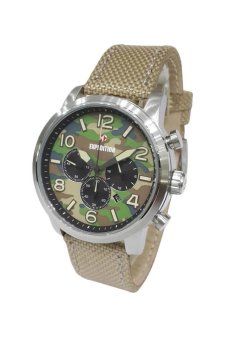 Triple 8 Collection - Expedition 6672MCNSSIV Silver Beige - Jam Tangan Pria  