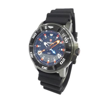 Triple 8 Collection - Expedition Divers GMT 6711MDRIPBA - Jam Tangan Pria - Black + Extra Rubber Strap  
