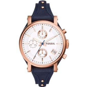 Triple 8 Collection - Fossil Original Boyfriend Chronograph ES3838 - Jam tangan Wanita Kulit Biru  