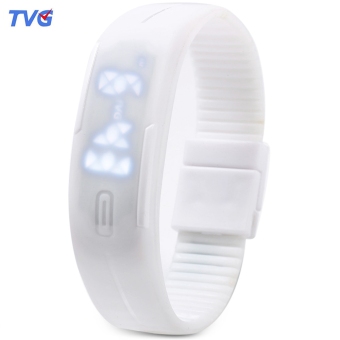 TVG km - 520 amp unisex perhiasan memimpin Magnetic tampilan digital kalender olahraga jam tangan (putih)  
