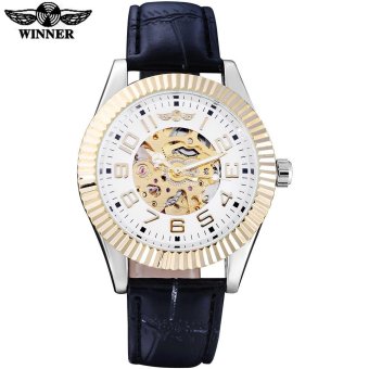 TWINNER fashion brand men mechanical watches leather strap casual hot men's automatic skeleton gold white watches reloj hombre - intl  