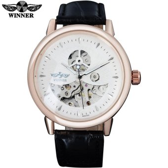 TWINNER fashion brand men mechanical watches leather strap casual hot men's automatic skeleton watches male clock reloj hombre - intl  