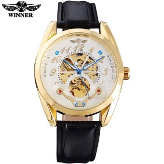 TWINNER luxury brand men fashion mechanical watches leather strap men's automatic skeleton gold case watches relogio masculino - intl  