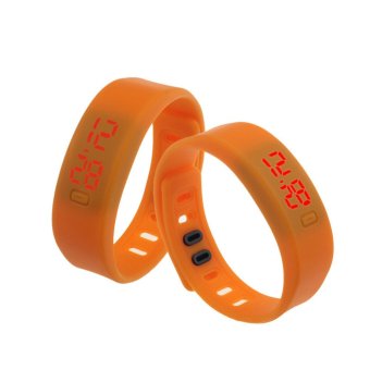 Unisex Sports Casual Date Bracelet Digital Silicon Watch (Orange) - intl  