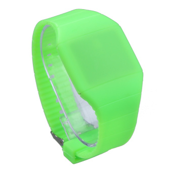 Unisex Touch Screen Digital LED Silicone Wrist Watch Bright Green  