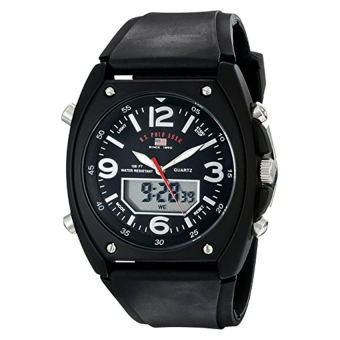 U.S. Polo Assn. Sport Men's US9052 Analog-Digital Black Dial Black Rubber Strap Watch - intl  