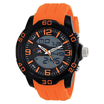 U.S. Polo Assn. Sport Men's US9476 Analog-Digital Watch With Orange Silicone Band - intl  