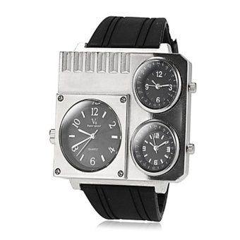 V6 195B Men's Multiple Movement Black Rubber Square Analog Wrist Watch  