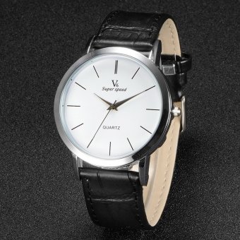 V6 Casual Quartz Watch PU Leather Strap White  