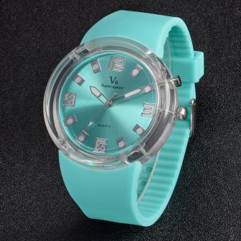 V6 Casual Quartz Watch Silicone Band Wristwatch Green  