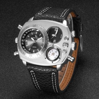 V6 Double Time Military Style Casual Quartz Watch Black  