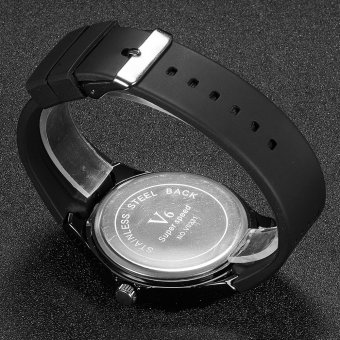 V6 Fashion Simple Casual Quartz Watch Rubber Strap White  