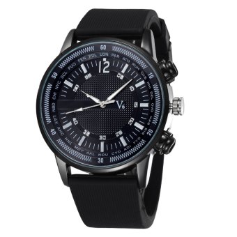 V6 Men's Sport Casual Silicone Strap Watches Black 240901 - Intl - intl  