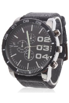 V6 Military Design Casual Watch Black Case Fabric Band Wristwatch Black  