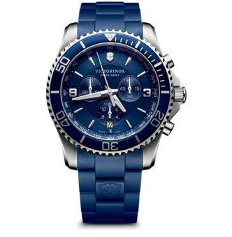 Victorinox Men's 241690 Maverick Chronograph Stainless Steel Watch with Blue Rubber Band - intl  